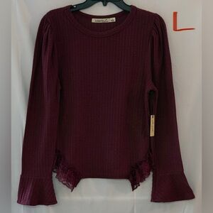 Liberty Love Women's Deep Burgundy Long Sleeve Top